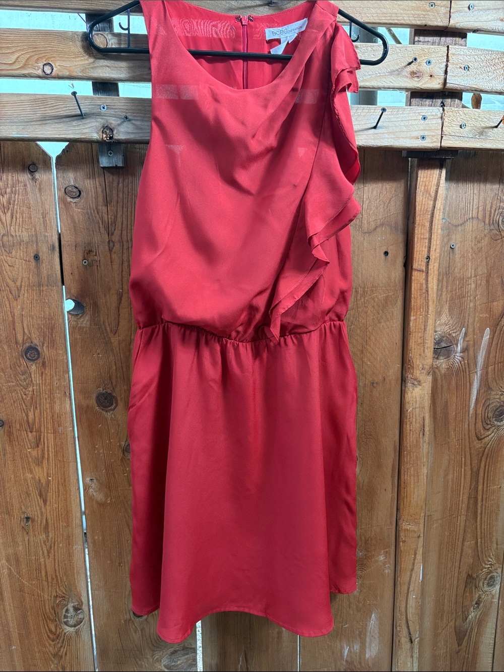 BCBGeneration Red One-Shoulder Ruffle Dress